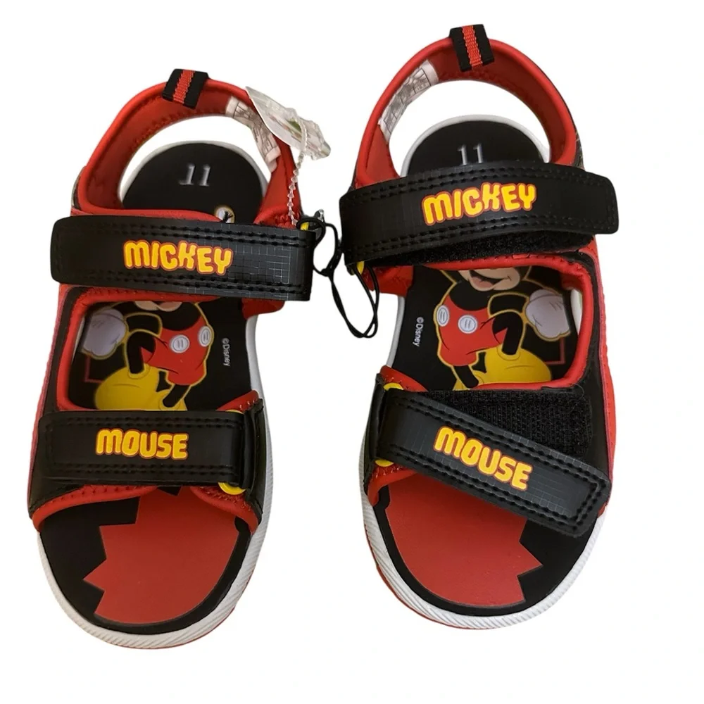 NWT Disney Mickey Mouse Red Black Sandals Size 11